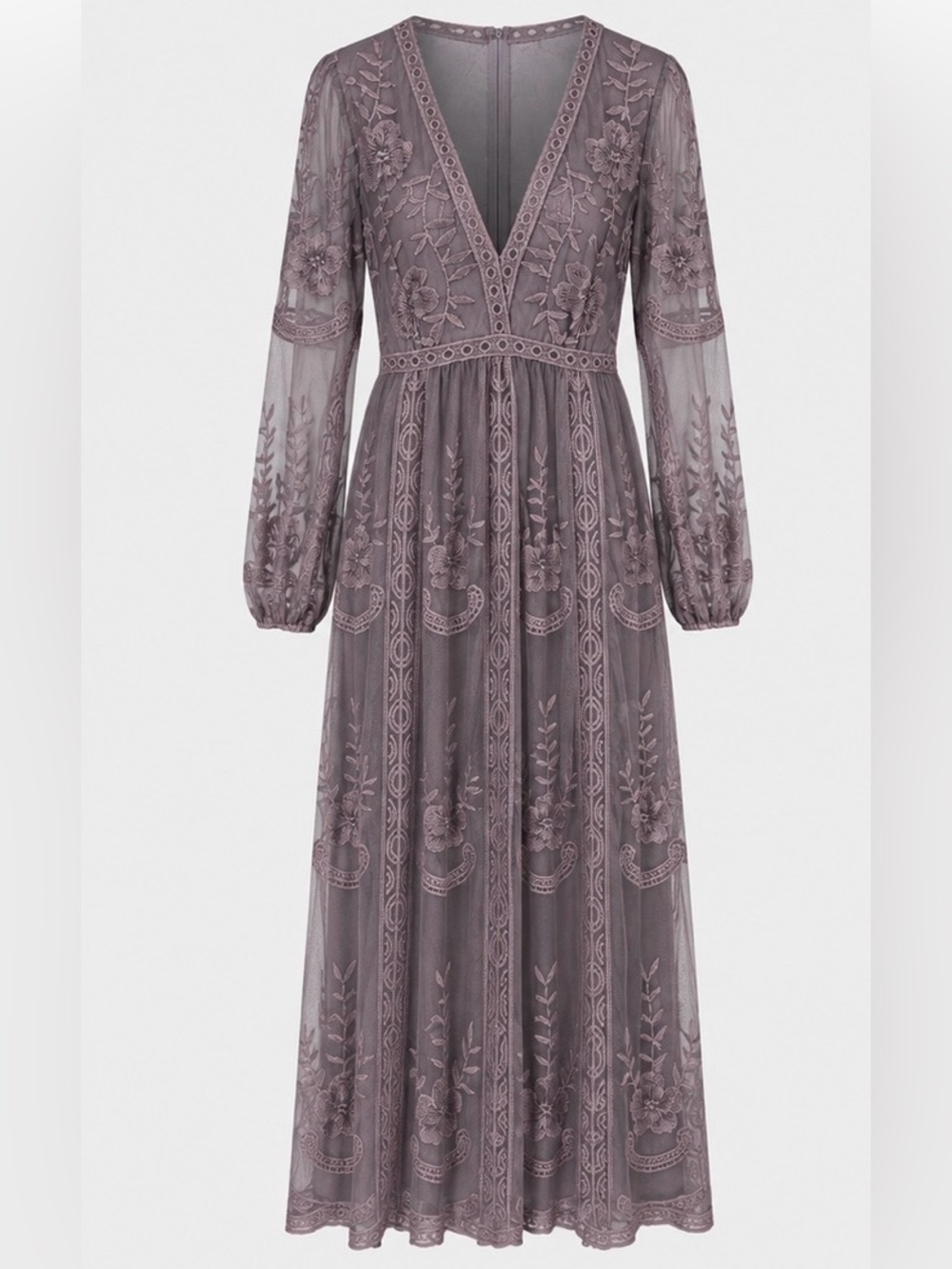 Wishlist Mauve Embroidered V-Neck Maxi Dress